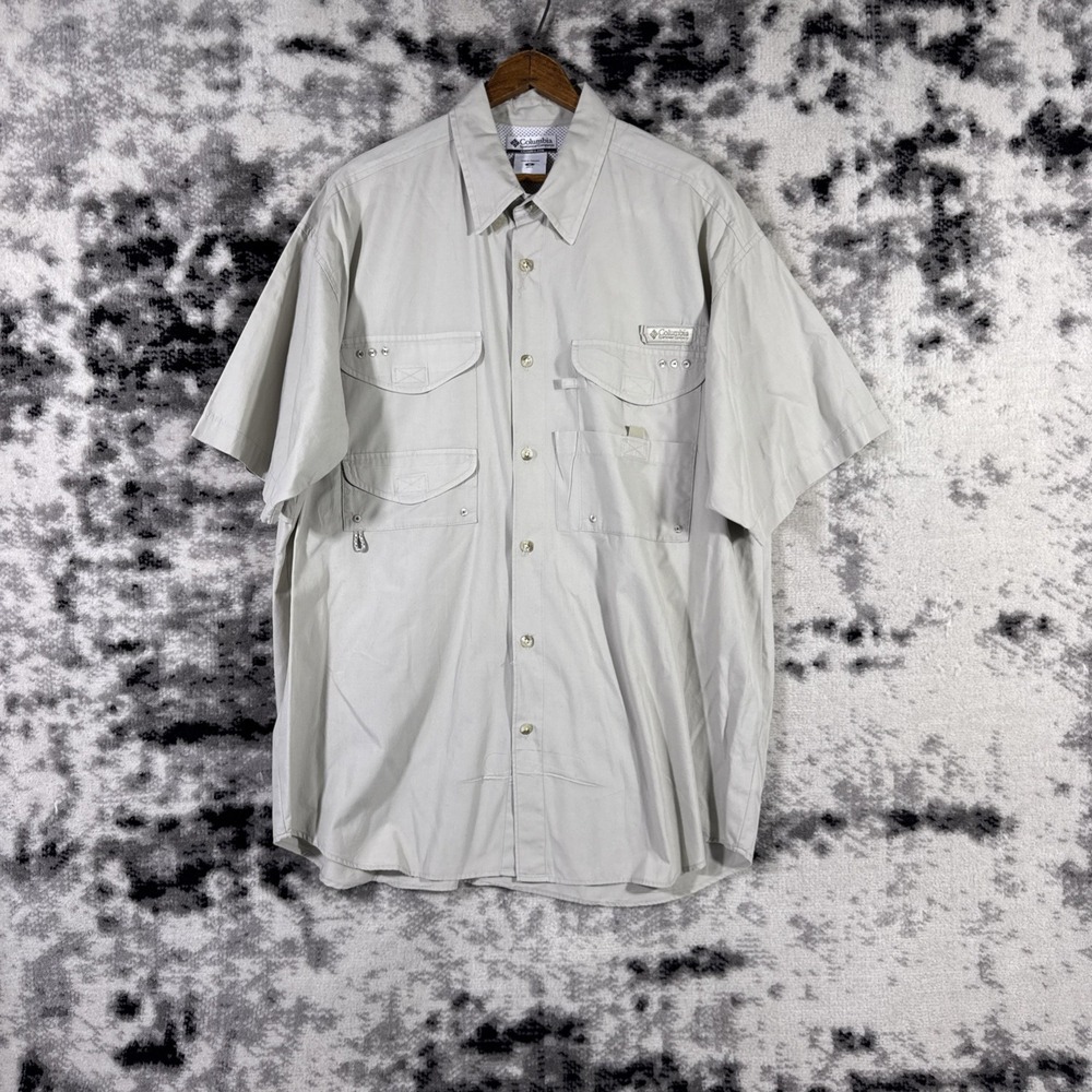 Columbia Shirt Mens‎ Size Medium Beige Performance Fishing Guide Safari Gorpcore